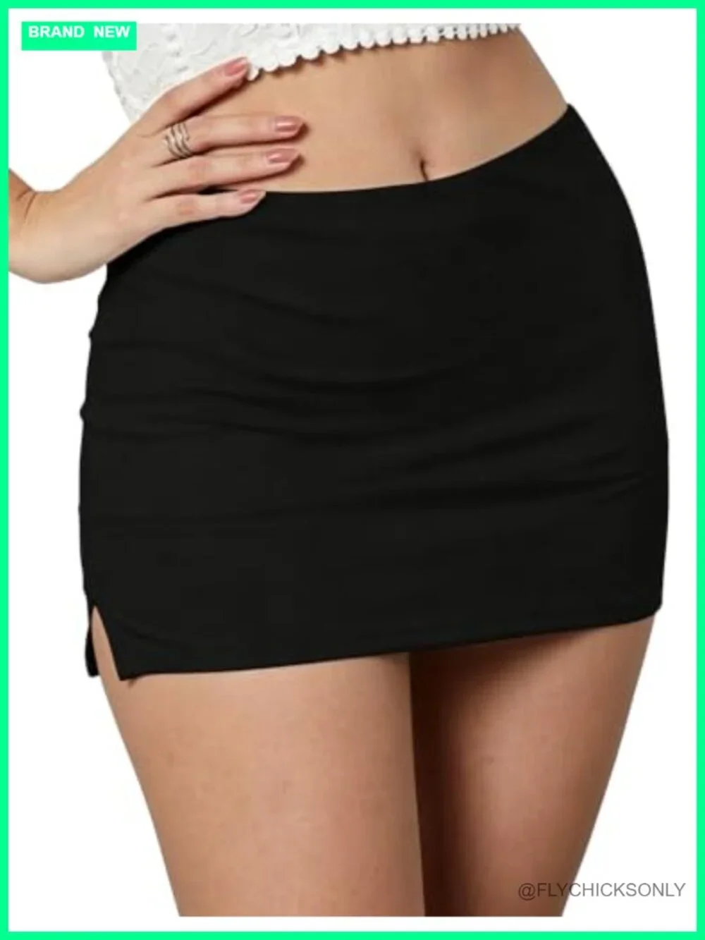 Mini Skort with Built-In Shorts Side Slit Stretchy Y2K Going Out Skirt